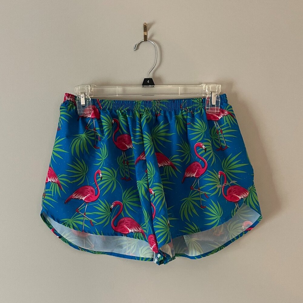 BOA Blue Flamingo Running Shorts with 1" Inseam (Women's Size XL)